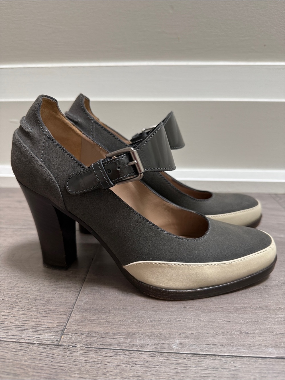 Marni Italy Tri-Tone Suede & Leather Mary Jane Block Heel Pumps-Size EU 37/US 7